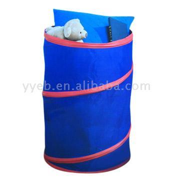 Round Pop Up Laundry Hamper Polyester Laundry Basket