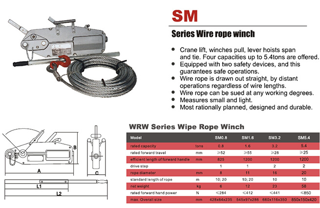 Sm Series Wire Rope Winch