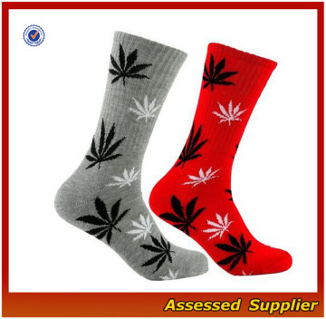 New Arrival Men Women Soft Cotton Weed Leaf High Socks Sports Crew Socks--ZP01168