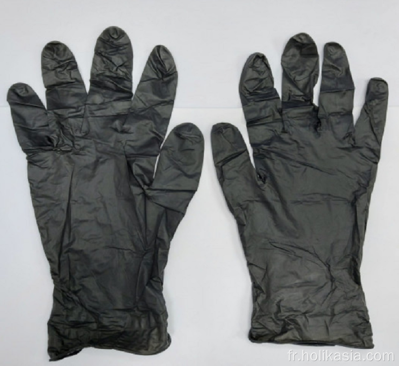 Gants de main nitrile noire, gants de travail