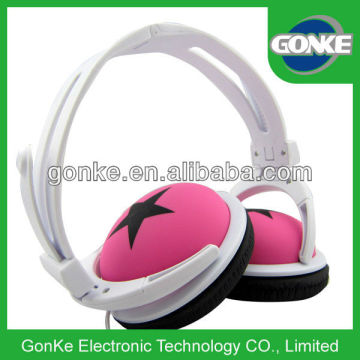 pink big star computer headphone earphone