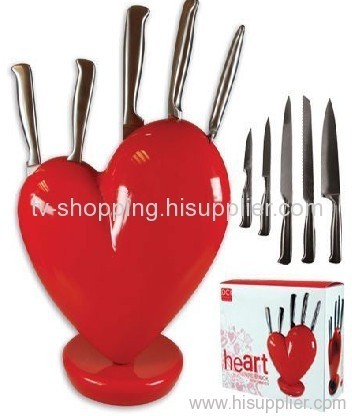 Heart Knife Block Red 5pcs Hollow Handle Heart Knife Block Red As Seen On Tv 
