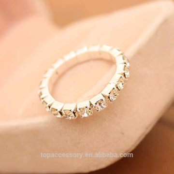 TR6930-9 Korean elastic bright silver plated imitation diamond rings Shining full rhinestone finger rings for women