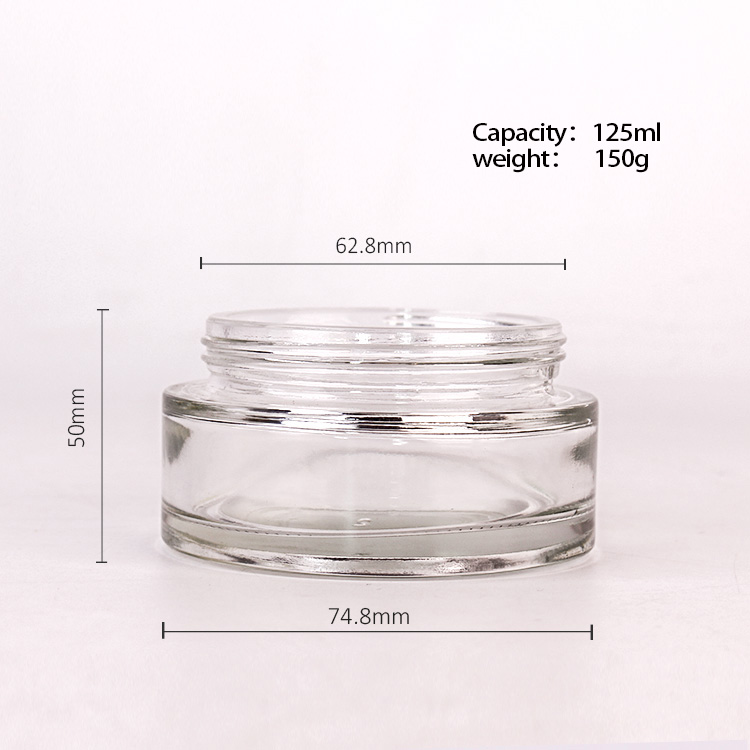 4oz 120ml frosted empty round glass cosmetic cream jar with bamboo lid