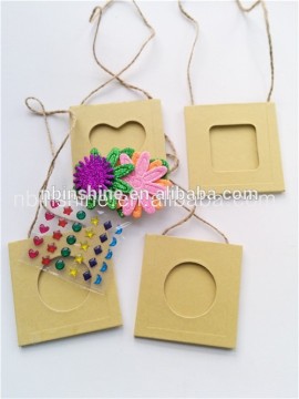 DIY brown paper photo frame for kids, cardboard photo frame