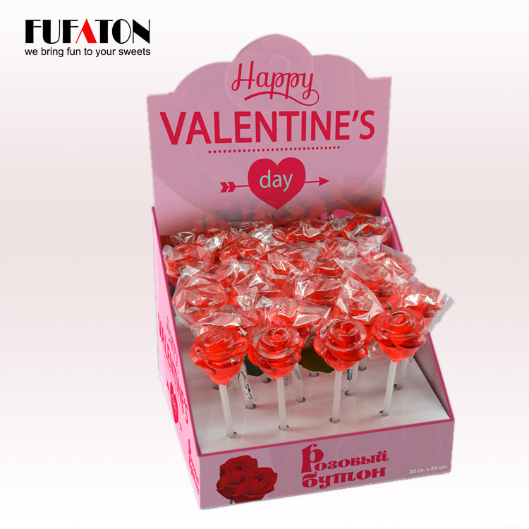 Beautiful 3d rose  red candy lollipop candy for Valentine