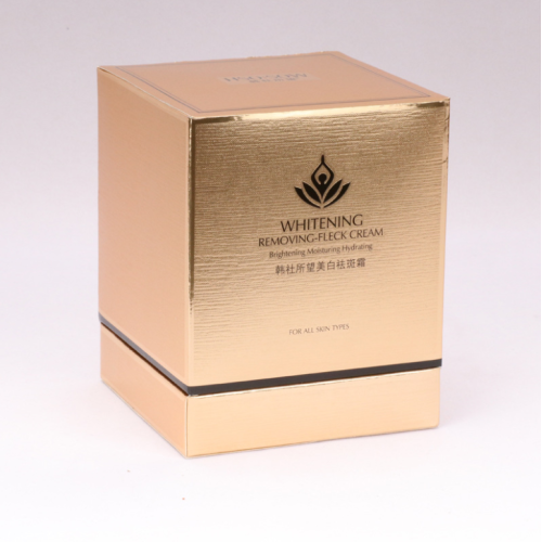 custom suare candle cream box with gold paper