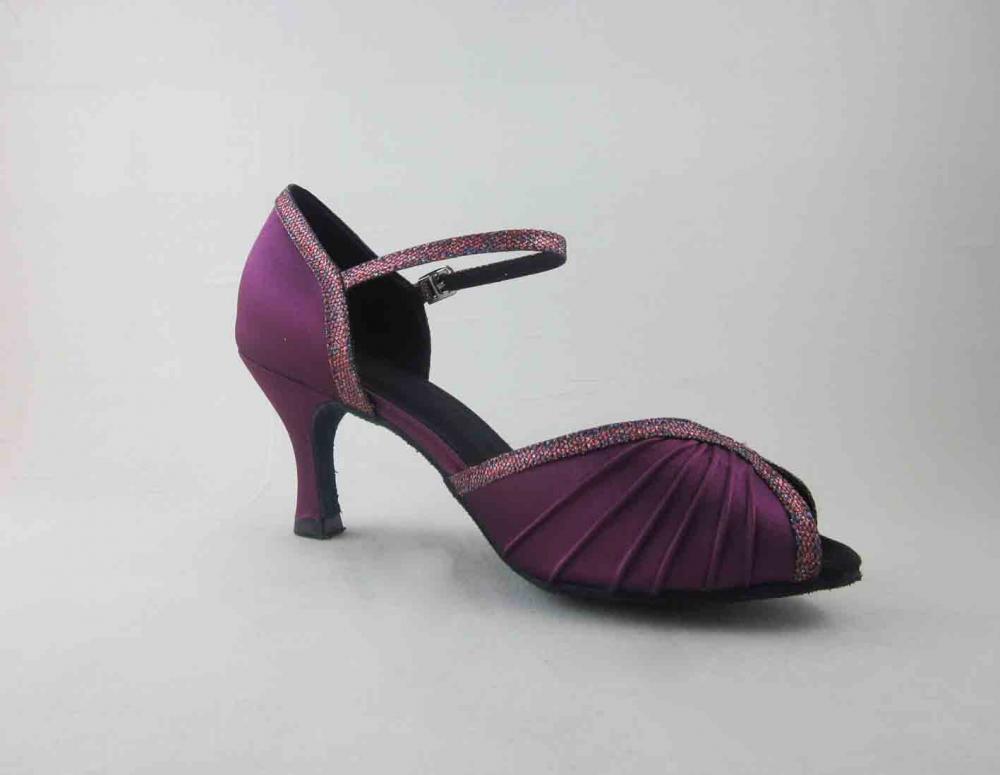 Purple Satin Salsa Shoes For Ladies