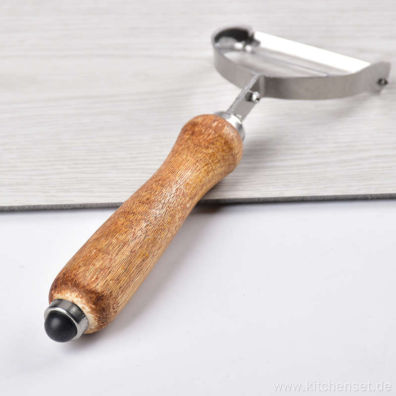 fruit wooden peeler with stainless steel blade