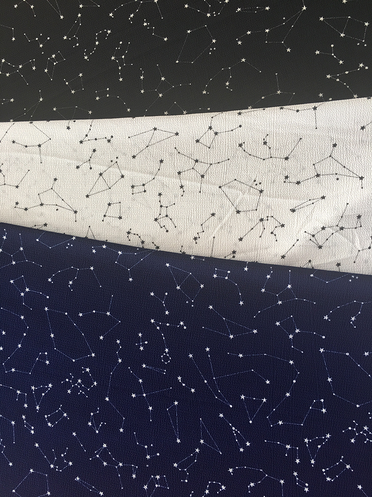 Tissu en crêpe à bulles en polyester avec motif étoiles