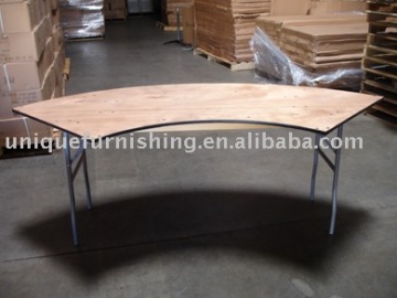 PVC Edging Serpentine Hotel Small Wood Folding Table