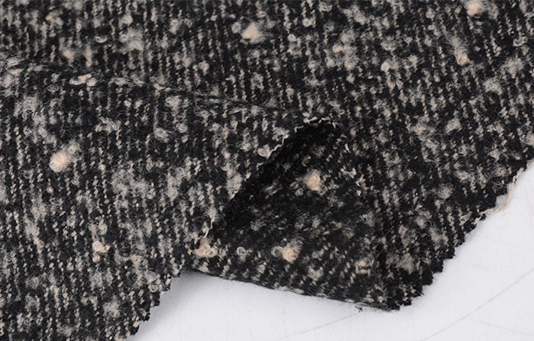 Indian style soft woven hacci sweater boucle tweed plain polyester fabric