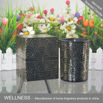 luxury scented soy candle in black ceramic holder