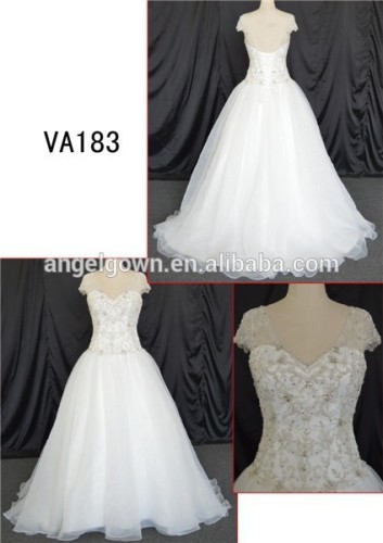 crystal beads for chiffon wedding dress with short sleeve