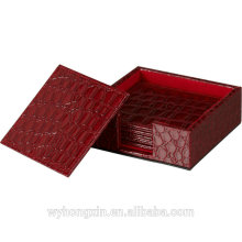 2015 red PU leather coaster