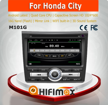 HIFIMAX Android 4.4.4 touch screen car radio gps for Honda City car radio system for Honda City navigation