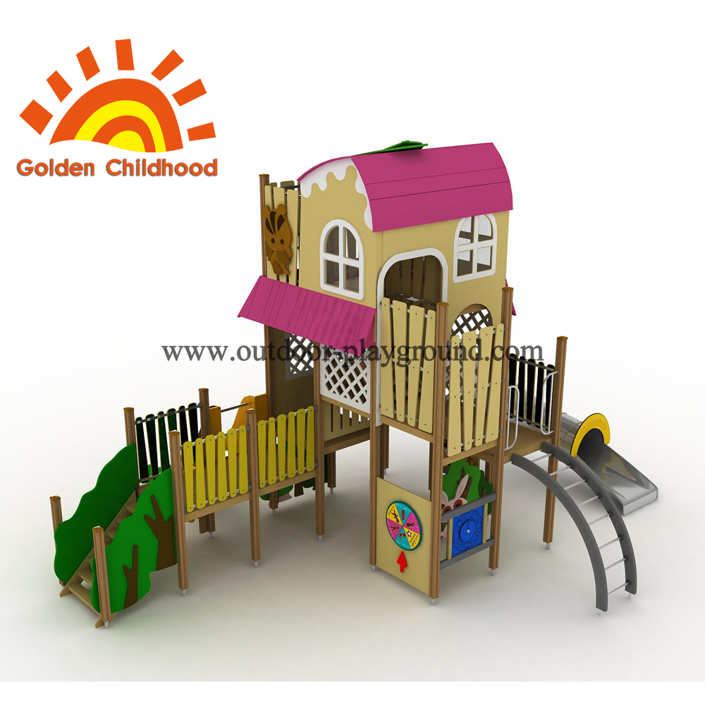 Pink Outdoor Playground Equipement Playhouse For Sale