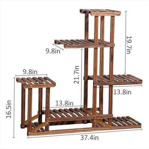 Bamboo Wood Shelf Flower Pot Organizer Rack