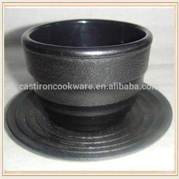 round high quality enamel coating metal teacup with cup mat