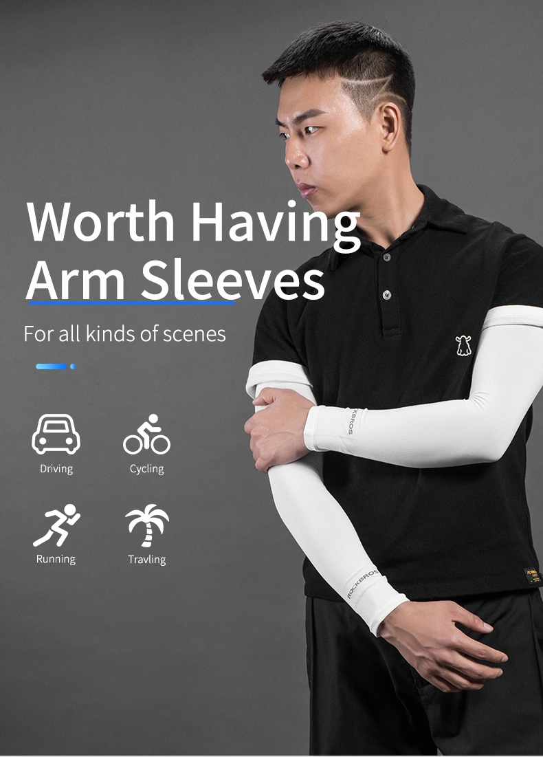 Rockbros Ice Fabric Running Arm Warmers UV Protect Arm Sleeves Basketball Camping Riding Outdoors Sports Wear Protective Sleeve