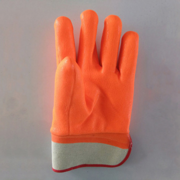 PVC dipeed fluorescent industrial safety rubber gloves