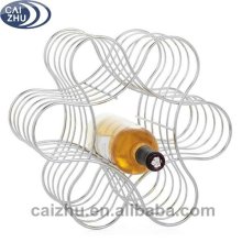 Metal wrought iron floating wine bottle rack rolling