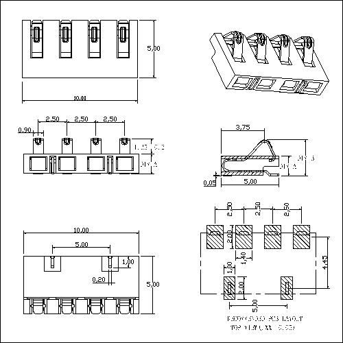 ABT24-04LBXD 2.5mm Pitch 4P battery connector SMT