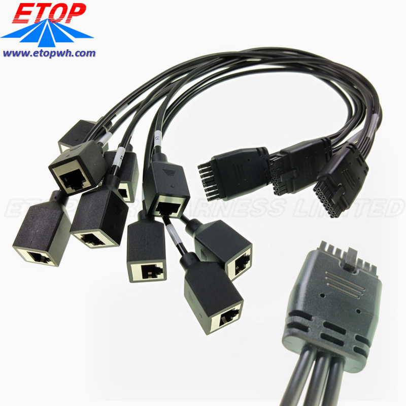 موصلات ذات ملاءمة صغيرة من طاقة Micro-To to 4in RJ45 JACK