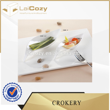 Hotel crockery/hotel restaurant divided plates dishes/snack serving dish