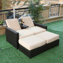 wholesale rocking sun lounger teak rattan outdoor leaf shape sun lounger mat