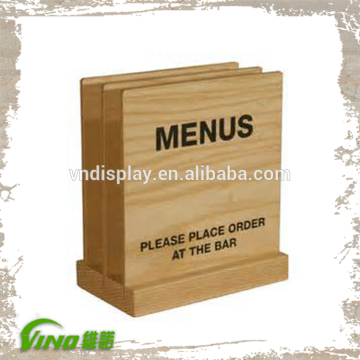 Simple Hotel Table Top Wood Menu Holder , custom menu holder , restaurant table menu holder