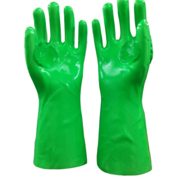 Guantes de PVC verde con forro de algodón grueso 27cm