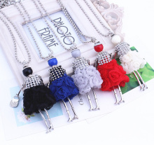 Silver Cute Girl Chain Necklace Long Design Sweater Necklace