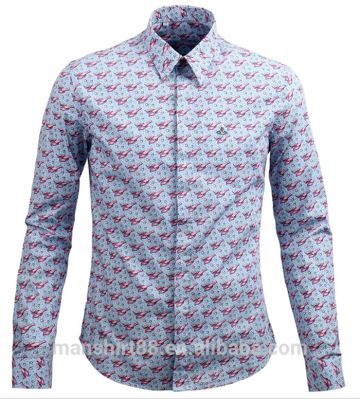 Latest long sleeve shirt designs for men printed fabric men shirt embroidery design