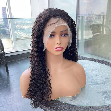 Wholesale Kinky Curly Front Lace Human Hair Wig Natural Black Long Curly Brazilian Hair Full Front Lace Wig