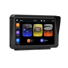 7 Inch CarPlay MP5 Monitor with Windshield Suction Cup Holder, HD Touch Screen, Sun Shade, and Cigarette Lighter Power Supply