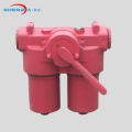 Duplex hydraulic oil filter in inline system