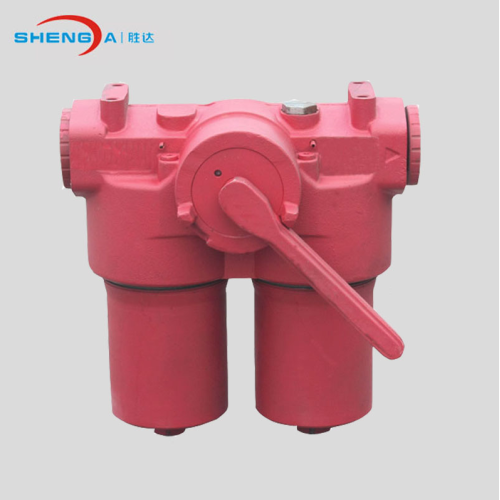 Duplex hydraulic oil filter in inline system