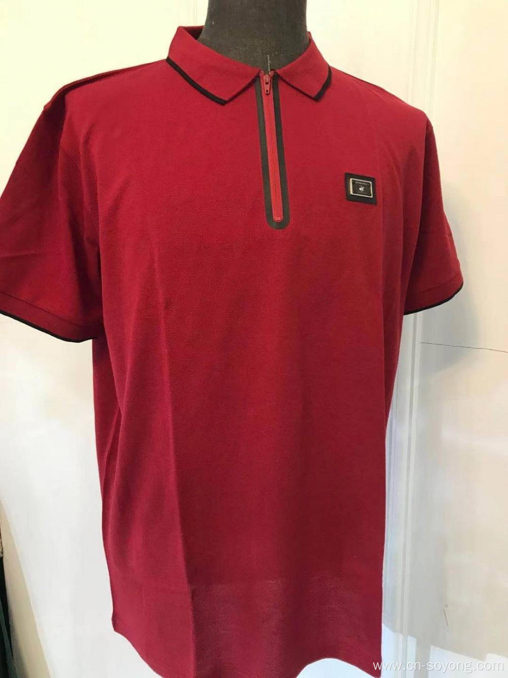 Men's zipper placket short sleeve pique polo shirt