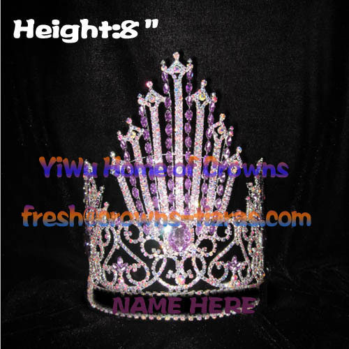 8inch Crystal Queen Crowns With Purple Diamonds