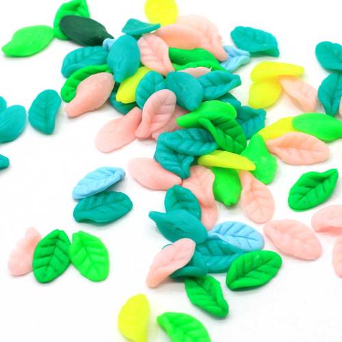 100pcs Multi Colors Tree Leaf Polymer Clay Bead Cute Kawaii Leaves Diy Decoration Slime Filler