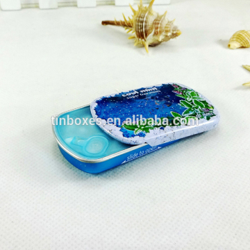 Rectangular tin box with slide lid mint tin box