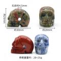 1,2 pouce de pierre de pierre gemme statue de tête de crâne sculptée squelette humain figurines reiki guérison pour décoration intérieure décorations d&#39;Halloween