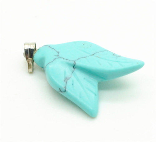 Pendentif Double Feuilles Forme Turquoise