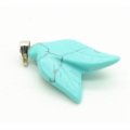 Pendentif Double Feuilles Forme Turquoise