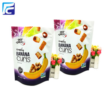 Aluminum foil zipper custom printed banana chips bag