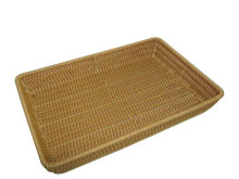 Washable Rectangular Shelf Bread Basket / Poly Rattan Weave Storage Baskets