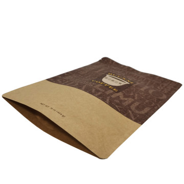 Sac de café en papier kraft de 16 oz avec fermeture éclair