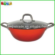 Die Cast Wok with Enamel Coating, Wok Gas Stove, Cast Iron Wok