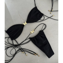 Black Brazilian Butterfly Swimwear Bikini Set 2025